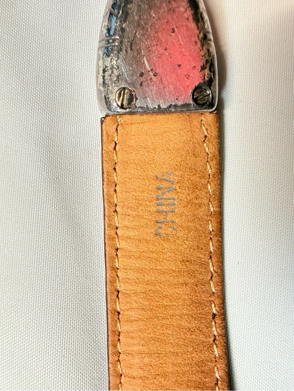 Brighton Brown Croc Embossed Leather Belt Silver Hardware Size 36 XL (B1043T)